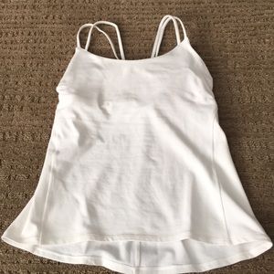 Lululemon white fitted tank with braided detail
